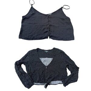 🖤 Black Button Detail Top Bundle – Size Large (2 Tops)